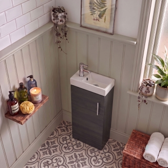 Delphi Pavilion 400mm 1-Door Floor Standing Vanity Unit (inc Cloakroom Basin) | Product Image