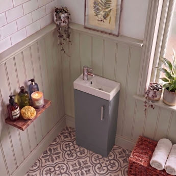 Delphi Pavilion 400mm 1-Door Floor Standing Vanity Unit (inc Cloakroom Basin) | Product Image
