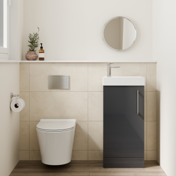Delphi Pavilion Grey 400mm 1-Door Floor Standing Vanity Unit (inc Cloakroom Basin) | Product Image