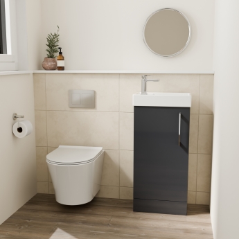 Delphi Pavilion Grey 400mm 1-Door Floor Standing Vanity Unit (inc Cloakroom Basin) | Product Image