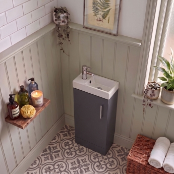 Delphi Pavilion 400mm 1-Door Floor Standing Vanity Unit (inc Cloakroom Basin) | Product Image