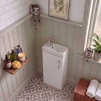 Delphi Pavilion 400mm 1-Door Floor Standing Vanity Unit (inc Cloakroom Basin) | Product Image