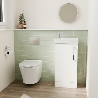Delphi Pavilion White 400mm 1-Door Floor Standing Vanity Unit (inc Cloakroom Basin) | Product Image