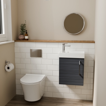 Delphi Pavilion Anthracite 400mm 1-Door Wall Hung Vanity Unit (inc Cloakroom Basin) | Product Image