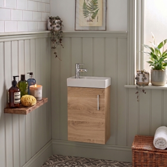 Delphi Pavilion 400mm 1-Door Wall Hung Vanity Unit (inc Cloakroom Basin) | Product Image