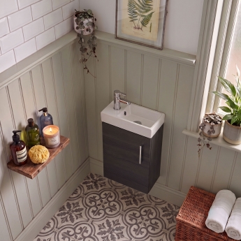 Delphi Pavilion 400mm 1-Door Wall Hung Vanity Unit (inc Cloakroom Basin) | Product Image