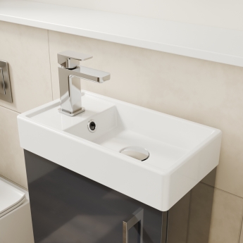 Delphi Pavilion Grey 400mm 1-Door Wall Hung Vanity Unit (inc Cloakroom Basin) | Product Image