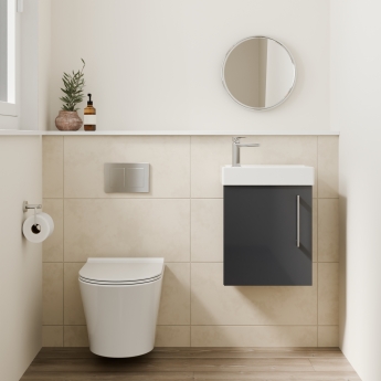 Delphi Pavilion Grey 400mm 1-Door Wall Hung Vanity Unit (inc Cloakroom Basin) | Product Image