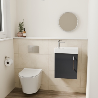 Delphi Pavilion Grey 400mm 1-Door Wall Hung Vanity Unit (inc Cloakroom Basin) | Product Image