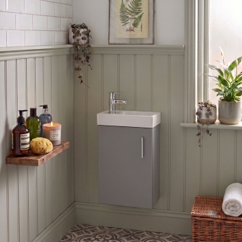 Delphi Pavilion 400mm 1-Door Wall Hung Vanity Unit (inc Cloakroom Basin) | Product Image