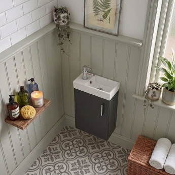 Delphi Pavilion 400mm 1-Door Wall Hung Vanity Unit (inc Cloakroom Basin) | Product Image