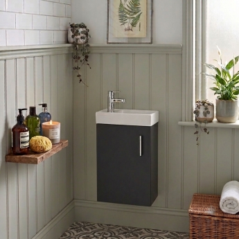 Delphi Pavilion 400mm 1-Door Wall Hung Vanity Unit (inc Cloakroom Basin) | Product Image