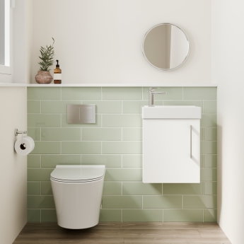 Delphi Pavilion White 400mm 1-Door Wall Hung Vanity Unit (inc Cloakroom Basin) | Product Image
