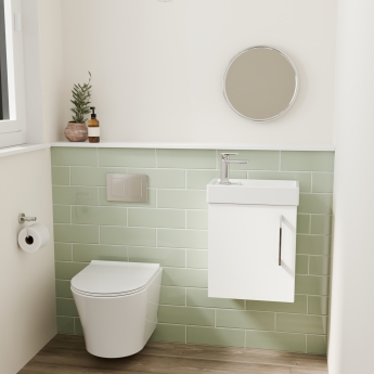 Delphi Pavilion White 400mm 1-Door Wall Hung Vanity Unit (inc Cloakroom Basin) | Product Image