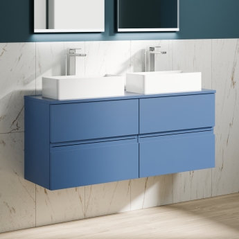 Delphi Penthouse Satin Blue 1200mm 4-Drawer Wall Hung Countertop Vanity Unit | Product Image