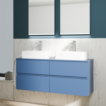 Delphi Penthouse Satin Blue 1200mm 4-Drawer Wall Hung Countertop Vanity Unit | Product Image