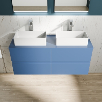 Delphi Penthouse Satin Blue 1200mm 4-Drawer Wall Hung Countertop Vanity Unit | Product Image