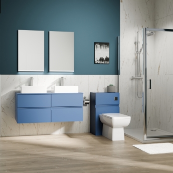 Delphi Penthouse Satin Blue 1200mm 4-Drawer Wall Hung Countertop Vanity Unit | Product Image