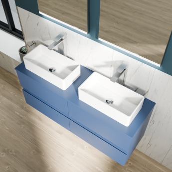 Delphi Penthouse Satin Blue 1200mm 4-Drawer Wall Hung Countertop Vanity Unit | Product Image