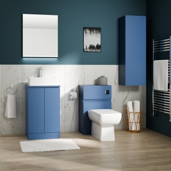 Delphi Penthouse Satin Blue 500mm 2-Door Floor Standing Countertop Vanity Unit | Product Image