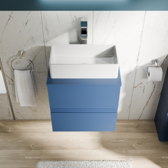 Delphi Penthouse Satin Blue 500mm 2-Drawer Wall Hung Countertop Vanity Unit | Product Image