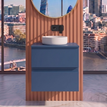Delphi Penthouse Satin Blue 500mm 2-Drawer Wall Hung Countertop Vanity Unit | Product Image