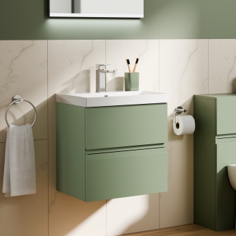 Delphi Penthouse 500mm 2-Drawer Wall Hung Vanity Unit (inc Basin) | Product Image