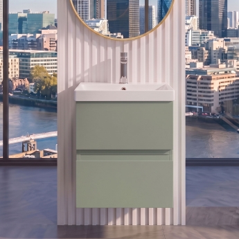 Delphi Penthouse 500mm 2-Drawer Wall Hung Vanity Unit (inc Basin) | Product Image
