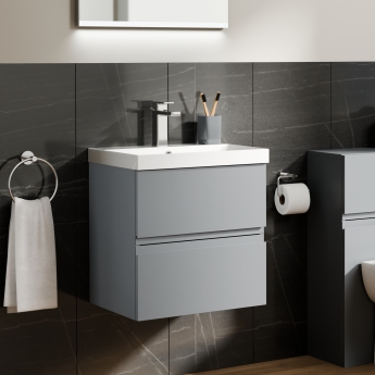 Delphi Penthouse 500mm 2-Drawer Wall Hung Vanity Unit (inc Basin) | Product Image