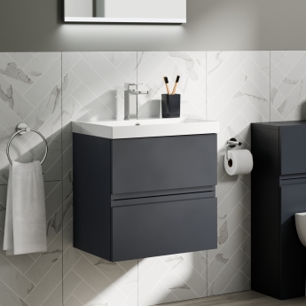 Delphi Penthouse 500mm 2-Drawer Wall Hung Vanity Unit (inc Basin) | Product Image
