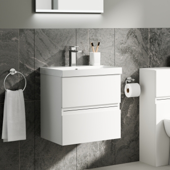 Delphi Penthouse 500mm 2-Drawer Wall Hung Vanity Unit (inc Basin) | Product Image