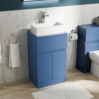 Delphi Penthouse Satin Blue 500mm 2-Door 1-Drawer Floor Standing Countertop Vanity Unit | Product Image