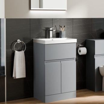 Delphi Penthouse 500mm 2-Door 1-Drawer Floor Standing Vanity Unit (inc Basin) | Product Image