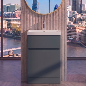 Delphi Penthouse 500mm 2-Door 1-Drawer Floor Standing Vanity Unit (inc Basin) | Product Image
