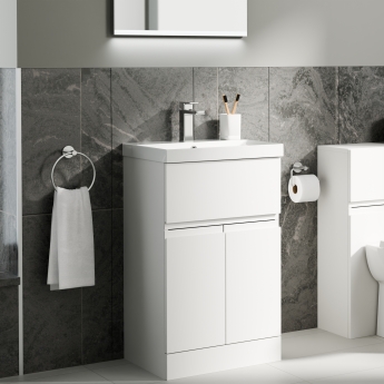 Delphi Penthouse 500mm 2-Door 1-Drawer Floor Standing Vanity Unit (inc Basin) | Product Image