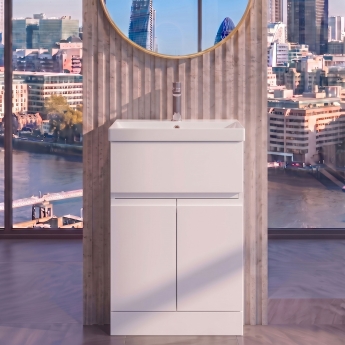 Delphi Penthouse 500mm 2-Door 1-Drawer Floor Standing Vanity Unit (inc Basin) | Product Image