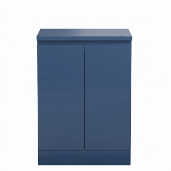 Delphi Penthouse Satin Blue 600mm 2-Door Floor Standing Countertop Vanity Unit | Product Image