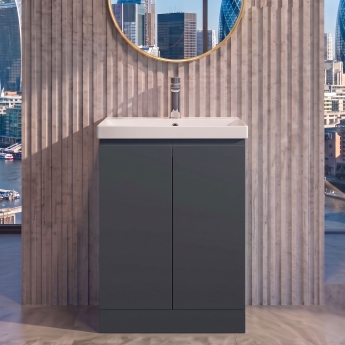 Delphi Penthouse 600mm 2-Door Floor Standing Vanity Unit (inc Basin) | Product Image