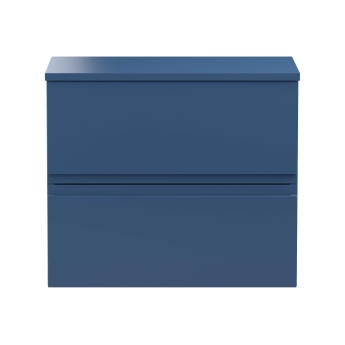 Delphi Penthouse Satin Blue 600mm 2-Drawer Wall Hung Countertop Vanity Unit | Product Image