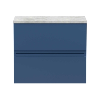 Delphi Penthouse Satin Blue 600mm 2-Drawer Wall Hung Premium Countertop Vanity Unit | Product Image