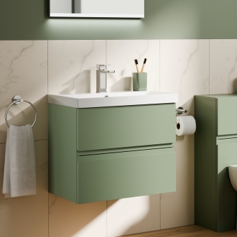 Delphi Penthouse 600mm 2-Drawer Wall Hung Vanity Unit (inc Basin) | Product Image