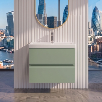 Delphi Penthouse 600mm 2-Drawer Wall Hung Vanity Unit (inc Basin) | Product Image