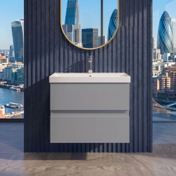 Delphi Penthouse 600mm 2-Drawer Wall Hung Vanity Unit (inc Basin) | Product Image