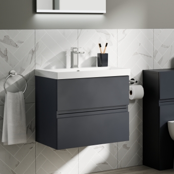 Delphi Penthouse 600mm 2-Drawer Wall Hung Vanity Unit (inc Basin) | Product Image