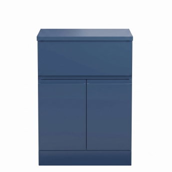 Delphi Penthouse Satin Blue 600mm 2-Door 1-Drawer Floor Standing Countertop Vanity Unit | Product Image