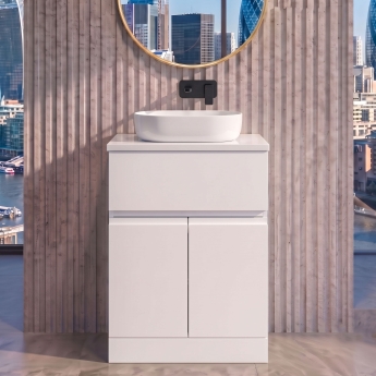 Delphi Penthouse 600mm 2-Door 1-Drawer Floor Standing Countertop Vanity Unit | Product Image