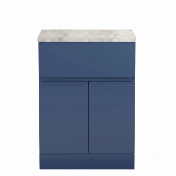 Delphi Penthouse Satin Blue 600mm 2-Door 1-Drawer Floor Standing Premium Countertop Vanity Unit | Product Image
