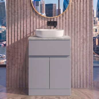 Delphi Penthouse 600mm 2-Door 1-Drawer Floor Standing Premium Countertop Vanity Unit | Product Image