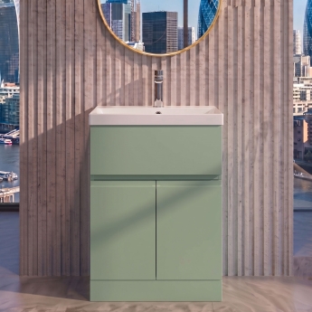 Delphi Penthouse 600mm 2-Door 1-Drawer Floor Standing Vanity Unit (inc Basin) | Product Image