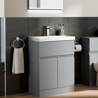 Delphi Penthouse 600mm 2-Door 1-Drawer Floor Standing Vanity Unit (inc Basin) | Product Image